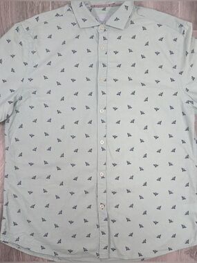 Steel & Jelly XL Men’s Summer Short Sleeve Button Down Shirt Bumble Bee Mint